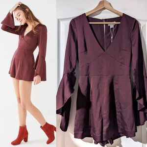 NWT Finders Keepers | Seasons Bell-Sleeve Romper in Plum